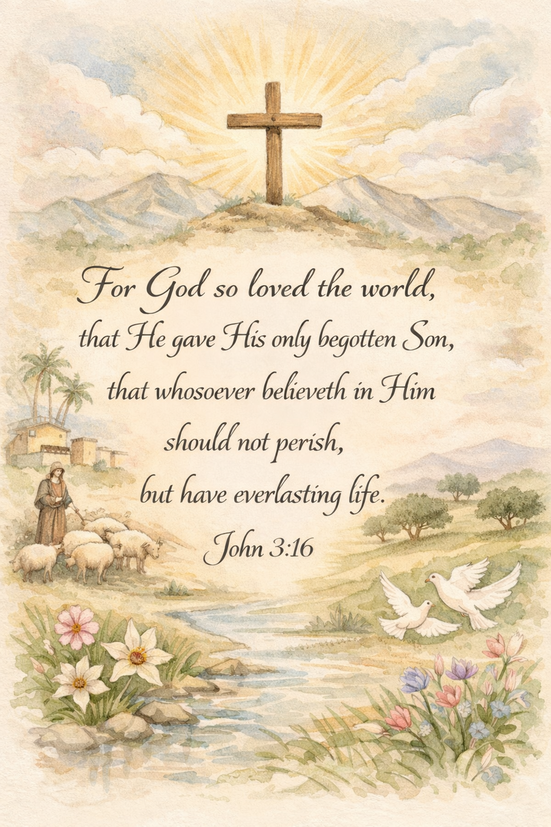 John 3:16 - Christian Wall Art Print
