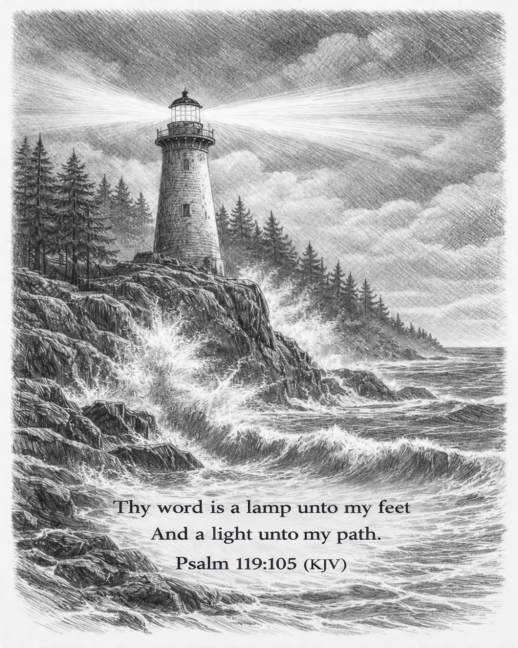 Psalm 119:105 - Christian Wall Art Print